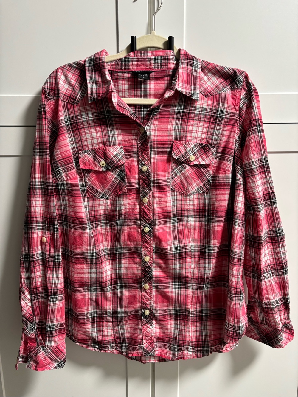 Torrid Pink Plaid Button-Up Flannel Shirt - Size 2X